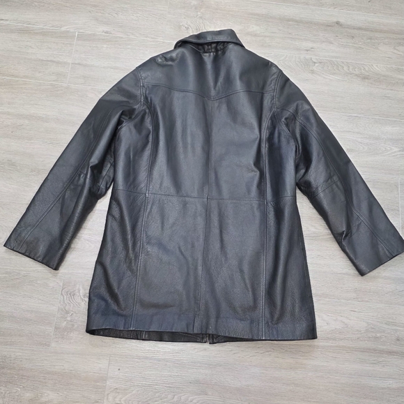 Vintage 90's Cherokee Womans Leather Jacket Sz Large Black Lined Full Zipper - Picture 4 of 6